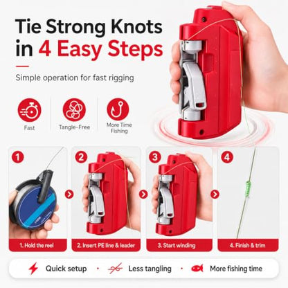 Automatic Fishing Knot Tying Tool, Electric GT FG Knotter Machine, Portable Easy Cast Fishing Line Knot Tying Tool for Anglers, Quick Gear and Tackle Accessories, USB Rechargeable - color: Green