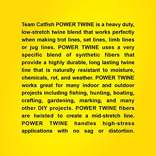 TEAM CATFISH Power Twine with 100% Nylon & 300 ft Heavy-Duty Line - White | 300 ft #10 nylon twine, 72 lb strength, low stretch, weather resistant, ideal for trot lines, set lines, and outdoor use - style: #10 x 300ft White