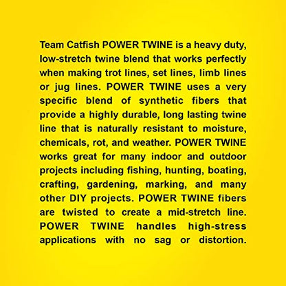 TEAM CATFISH Power Twine with 100% Nylon & 300 ft Heavy-Duty Line - White | 300 ft #10 nylon twine, 72 lb strength, low stretch, weather resistant, ideal for trot lines, set lines, and outdoor use - style: #10 x 300ft White
