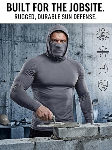 3 Pack Men's UPF 50+ Sun Protection Hoodies, Long Sleeve Moisture Wicking Shirts with Face Mask for Fishing - color: B【loose Fit】3 Pack, size: Medium