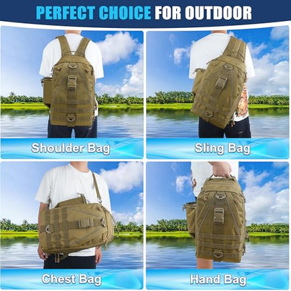 OROOTL Fishing Backpack Tackle Bag with Rod Holder Waterproof Fishing Sling Bag Storage Backpack Ideal Gifts for Men, Large - style: Large