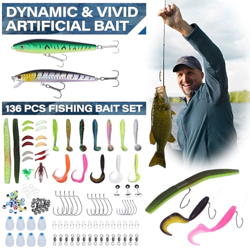 Fishing Backpack with Tackle Boxes,Waterproof Fishing Shoulder Bag for Fishing Gear,Fish Bag with 136 Pcs Fishing Lures Kit,Fish Hook Remover Tool,Fish Lip Gripper,Fishing Plier,Gifts for Men (Green) - color: Green