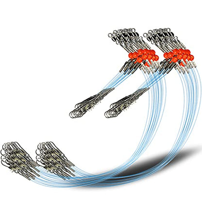 YOTO Fishing Leaders,Saltwater Tackle Rig with Swivels Snap, High-Strength Fishing Wire Gear Equipment for Lures Bait Or Hooks,1Arm and 2Arm - color: Blue Nylon Leaders, style: 1arm，24pack