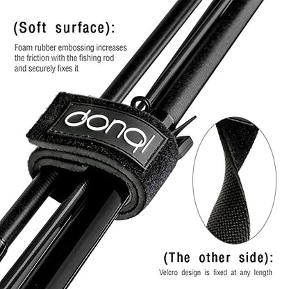 DONQL Fishing Rod Straps Holder Belt, Durable Fishing Rod Carry Straps Adjustable Length 30-54 Inch Fishing Poles Holder Strap Rod Shoulder Belt Travel Tackle Carrier for Freshwater Saltwater, Black