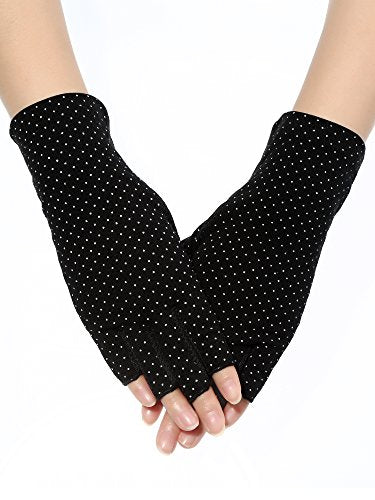 Maxdot Sun Gloves for Women UV Protection Fingerless Non Slip Sunscreen Driving Gloves for Summer Outdoor - style: Black