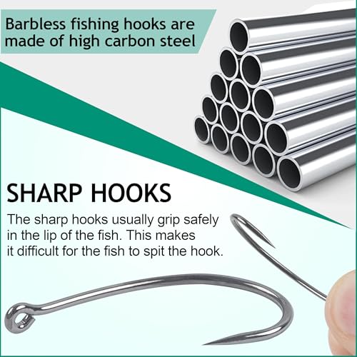 Barbless Fishing Hooks Curve Shank Carp Trout Circle Hooks Crank Fly Tying Hooks Carp Leader Hair Bait Rigs Fishing Accessoires for Freshwater Saltwater - size: 270pcs Kit-Mixed 5 Sizes