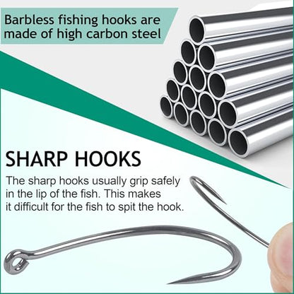 Barbless Fishing Hooks Curve Shank Carp Trout Circle Hooks Crank Fly Tying Hooks Carp Leader Hair Bait Rigs Fishing Accessoires for Freshwater Saltwater - size: 270pcs Kit-Mixed 5 Sizes