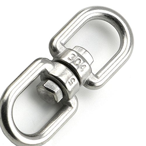 1PCS M5 Double Ended Swivel Hook 304 Stainless Steel Eye to Eye Swivel Shackle Ring Connector + 2PCS M5 Snap Hook - size: M5
