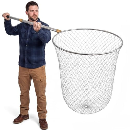 Heavy Duty Fishing Net with 83 Inch Telescopic Stainless Steel Handle 16 Inch Diameter Large Landing Net Foldable Lightweight for Bass Trout Catfish Salmon Steelhead Boat Pier Fishing