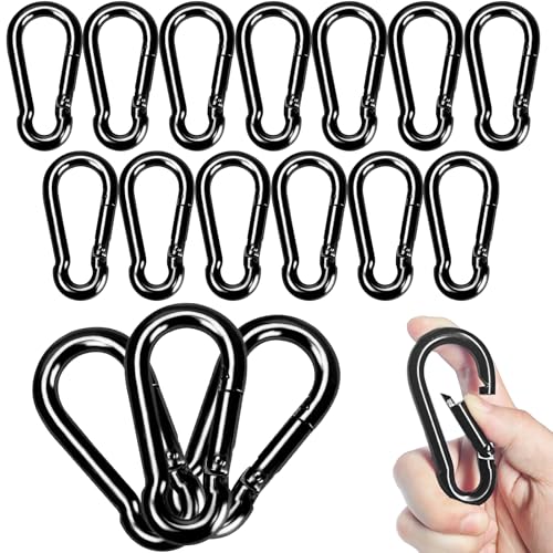 Carabiner Clips Black Twours Spring Snap Hooks Small Carabiners Heavy Duty Galvanized Steel Quick Links for Rust-Resistant Keychain Clips Outdoor Hiking Camping Hammock Fishing 1.56" 1.97" 2.36" 3.15" - size: 2.36inch(M6)--16pcs