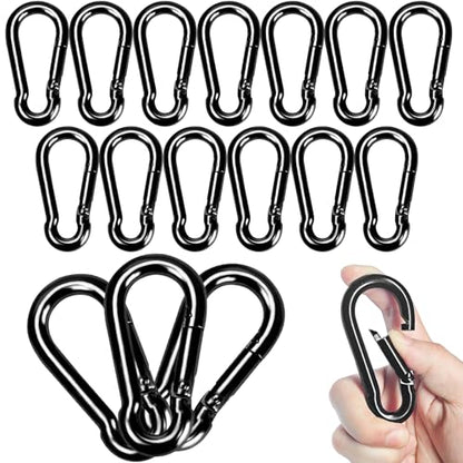 Carabiner Clips Black Twours Spring Snap Hooks Small Carabiners Heavy Duty Galvanized Steel Quick Links for Rust-Resistant Keychain Clips Outdoor Hiking Camping Hammock Fishing 1.56" 1.97" 2.36" 3.15" - size: 2.36inch(M6)--16pcs