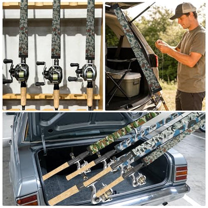 Neoprene Camo Fishing Rod Sleeves,Fishing Pole Sleeves,Fishing Rod Socks | UV Resistance,Puncture Resistant, Protect Casting, Spinning, Trolling Fishing Rods, Storage, tangled-free,75in,68in,60in - color: Digital Camo, size: 60"