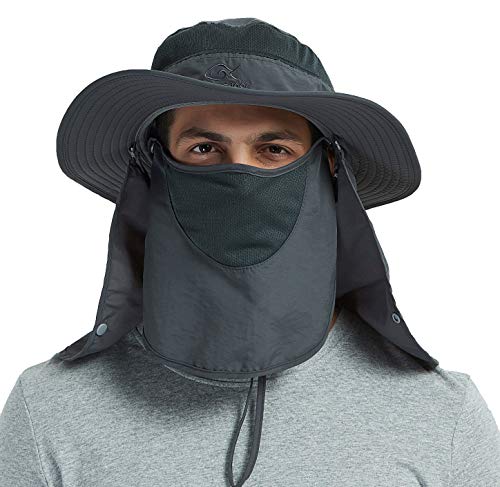 DDYOUTDOOR™ 07-281 Fashion Summer Outdoor Sun Protection Fishing Cap Neck Face Flap Hat Wide Brim - color: Dark Gray