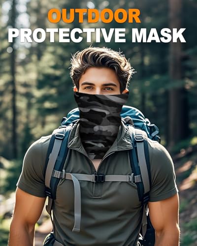 4Pack Neck Gaiter for Men Women Face Cover Mask Head Wrap Balaclava Headwear Bandana Headband Magic Scarf - color: A-blackcombo-2