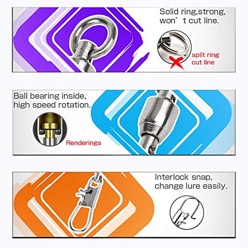 AMYSPORTS Fishing Swivels with Interlock Snap Ball Bearing Swivels Fishing Snap Swivels Saltwater Freshwater Fishing Tackle Leader Lure Jigs Line Fishing Connector - size: size4 (51lb) 25 pcs