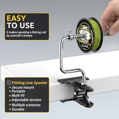 Fishing Line Spooler, Portable Reel Spooling Station for Spinning & Baitcasting Reels, Adjustable Winder Fits Multiple Spool Sizes, Tangle-Free Fishing Essentials