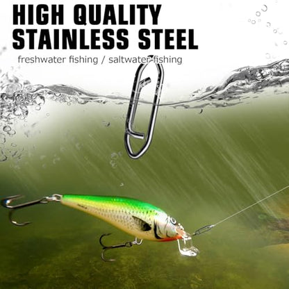 AMYSPORTS High Strength Fishing Snap Saltwater Stainless Connector Snaps Swivels Tackle Steel Power Fishing Clip Lure Quick Change Black Nickel - size: Size4 (110lb) 50 pcs