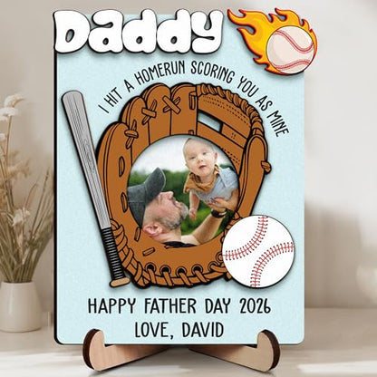 Personalized Dad Wooden Picture Frame from Son Daughter, Custom Quote and Photo Magnetic Frames for Refrigerator, Fridge Magnet Photo Frame Gifts for Father's Day, Dad, Grandpa - color: 1. Dad-13