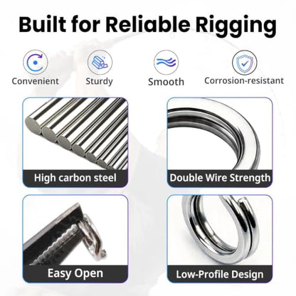 Fishing Split Rings - 100Pcs Stainless Steel Lure Ring for Link Fishing Hooks Heavy Duty Saltwater Terminal Tackle Connector - color: 99pcs_silver