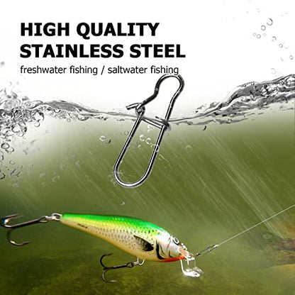 Atibin Duo Lock Fishing Snap Stainless High Strength Fishing Snap Swivel Quick Change Fishing Snap Clip Black Nickel 24lb-209lb - size: Size4 (72lb) 100 pcs