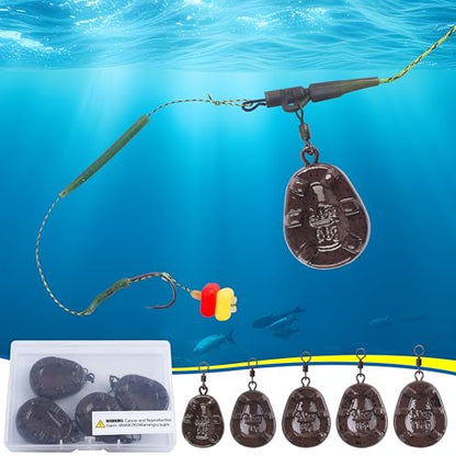Carp Fishing Weight Sinkers,Coated Tapered Flat Pear Carp Fishing Sinkers with Rolling Swivel Carp Coarse Fishing Gear Tackle 2oz 2.5oz 3oz 3.5oz 4oz - size: 4oz-4pcs, style: Flat Pear Shape