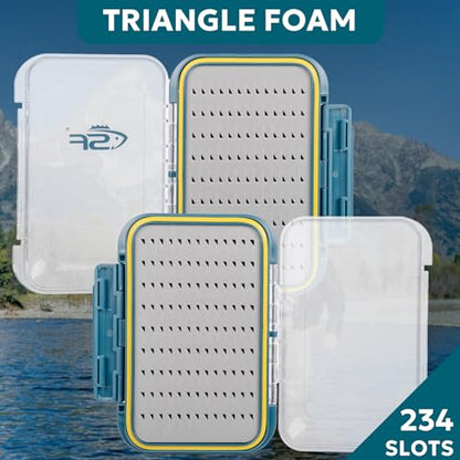 SF Large Waterproof Fly Box For Fly Fishing Double Sided Clear Lid Ice Fishing Jig Head Tackle Box Fly Flies Dry Flies Wet Flies Nymph Streamer Easy Grip Foam - style: Easy Grip Foam-Large