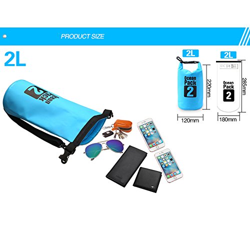 Dry Sack/Floating Waterproof Bag 2L/5L/10L/20L/30L for Boating, Kayaking, Hiking, Snowboarding, Camping, Rafting, Fishing and Backpacking - color: Blue, size: 2L