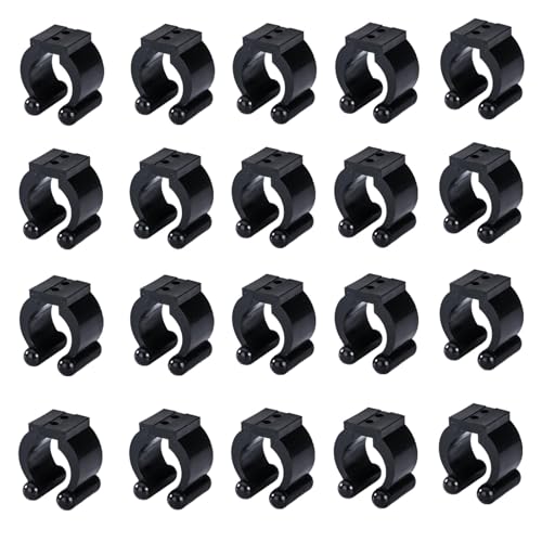 Rubber Fishing Rod Holder Clips, 20 Pack Black 16mm Inner Diameter Adjustable Pole Clips, Saltwater Resistant Fishing Accessories for Boat, Kayak, Dock, Railing & Garage Storage