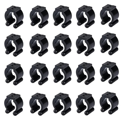 Rubber Fishing Rod Holder Clips, 20 Pack Black 16mm Inner Diameter Adjustable Pole Clips, Saltwater Resistant Fishing Accessories for Boat, Kayak, Dock, Railing & Garage Storage