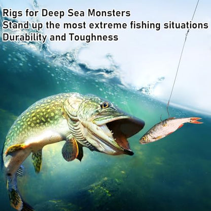 Dr.Fish 30 Pack Circle Hooks Rigs 12" Stainless Steel Wire Leader with 1/0-10/0 Snelled Octopus Hook Saltwater Leader Line Freshwater - size: 2/0-30 Pack