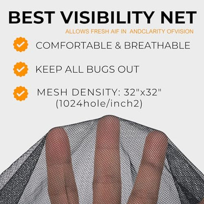 Flammi Mosquito Net Hat Safari Hat UPF 50+ Sun Protection Boonie Hats for Men with Neck Flap Fishing Hiking Hat for Men/Women - color: Black