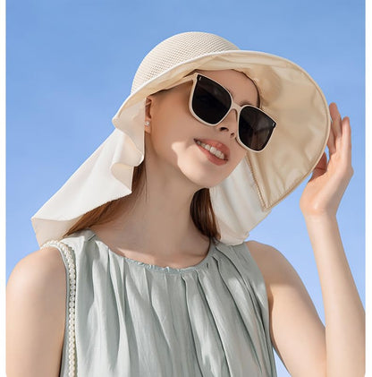 Women Wide Brim Sun Hat UV Protection Fishing Hiking Gardening Hat with Neck Flap Quick Dry Outdoor Cap