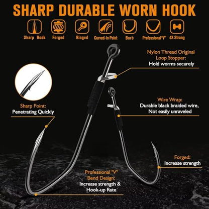 Dovesun Weedless Worm Hooks Wacky Rig Hooks Texas Rig Hooks 30PCS Professional V Bass Fishing Hooks for Freshwater Saltwater 1/0 2/0 3/0 - size: 3/0 * 30PCS, style: Professional "V" Hook With Baitkeeper