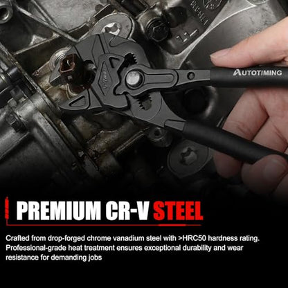 7-Inch Adjustable Plier Wrench Premium CR-V Parallel Pliers Parallel Jaw Pliers with Comfortable Grips Groove Lock Mechanism Black Finish - color: Black-7
