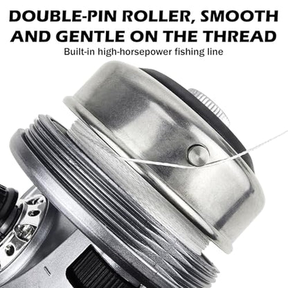 Spincast Fishing Reel, All-Metal Gears, Easy to Use Push Button Casting Design, Changeable Right/Left-Hand Retrieve - color: Silver