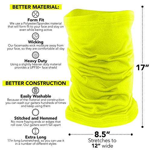 Neck Gaiter for Men & Women - UPF 50+ Sun Protection, Fishing, Cooling - color: Yellow