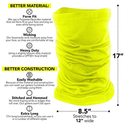 Neck Gaiter for Men & Women - UPF 50+ Sun Protection, Fishing, Cooling - color: Yellow