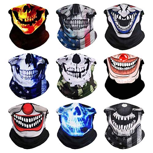 VCZUIUC Neck Gaiter Face Cover Mask Balaclava for Men and Women - color: 9pcs Skull-a, size: One Size
