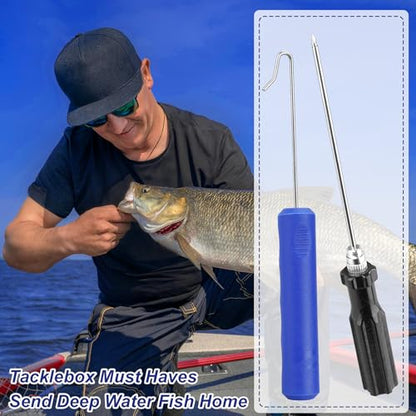Fish Venting Tool with 1 Fish Hook Removers and 3 Stainless Steel Various Size Venting Needle, Fish Remover Tool for Saltwater and Freshwater Fishing Tools