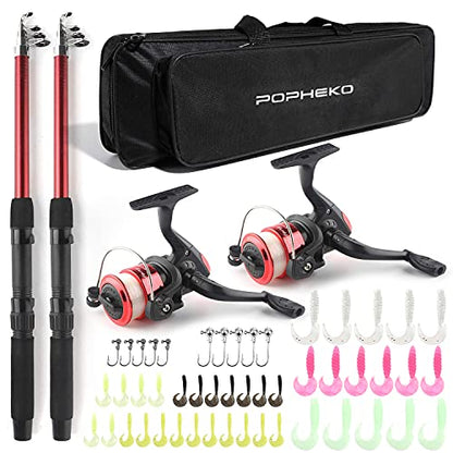 Telescopic Fishing Rod Reel Combo 2pcs 5.9FT/6.89FT Collapsible Fishing Pole Spinning Reel Lures Tackle Bag All-in-one Fishing Gear Fishing Rod Kit for Beginner Youth Adults Kids