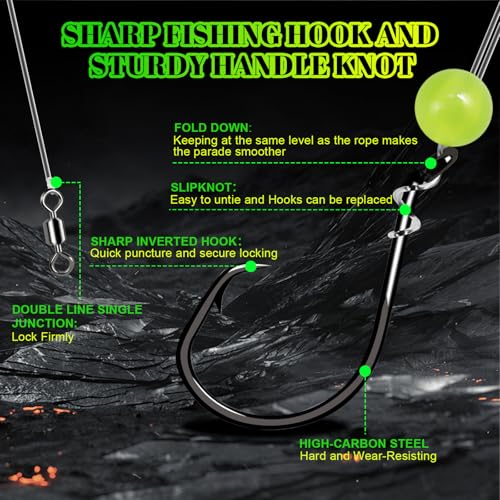 Pre-Rigged Surf Saltwater Fishing Rigs 10PCS, High-Low Rigs with Sharp 2/0-6/0 Circle Hooks for Fluke Flounder Porgy Snapper Sea Trout, Includes Storage Board. - size: Hi-Lo Double Rigs-2/0 Hook-10PCS