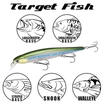 LUCKY CRAFT Slender Pointer 112 MR Fishing Lure, 4.5" Suspending Jerkbait, 4-5 ft Depth, Long Casting, Freshwater Trout and Bass Lures, Bass Fishing Gear and Tournament Hard Bait - color: 269 BE Gill