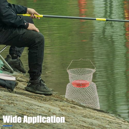 Floatable Galvanized Steel Wire Fish Baskets, Collapsible Floatable Wire Fish Baskets,Portable Fishing Basket Fishing Net Cage (2 Pack)