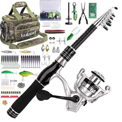 Fishing Backpack Combo | Fishing Rod and Reel Kit with Tackle Box, Lures, Pliers, Fish Gripper, Hook Remover | Beginner Fishing Gear Set - color: Tackle Bag with Spinning Combo