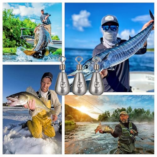 50Pcs Waterdrop Fishing Weights Sinkers Casting Fishing Weights Drop Shot Sinkers Catfishing Sinkers Lead Weights Sinkers with Barrel Swivels for Saltwater Freshwater Fishing-3/16oz(5g) - size: 3/16oz - 50 Pack