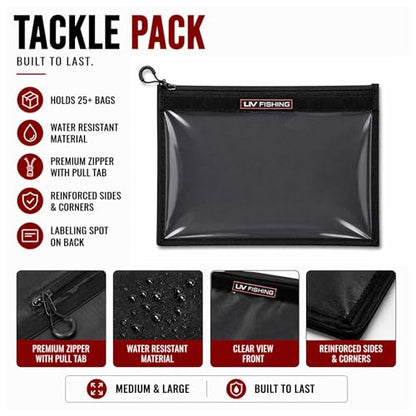 Fishing Tackle Storage Bags - Clear, 6 Pack | Zip Bags for Organizing Baits and Tackle. Extremely Durabality. Holds 30+ bags of baits. (10x12in, 6, Piece) - size: 10 x 12in
