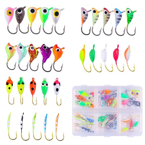 Ice Fishing Jigs Kit Essential Ice Fishing Lures for Beginners to Hook Big Fish and Reel in The Fun! - color: B30Pcs