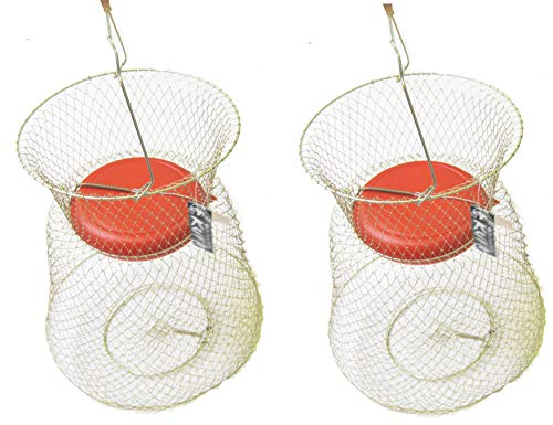 KUFA Floatable Galvanized Steel Wire Fish Basket with Float Medium(15"x20"H) FSA35x2