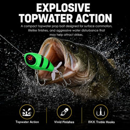 Top Water Lures, Floating Plopper Bait with BKK Hooks – Bass Fishing Lures for Trout, Pike & Other Freshwater & Saltwater Species – Great Fishing Gifts for Men - color: A3-3PCS,2.5in,0.4oz