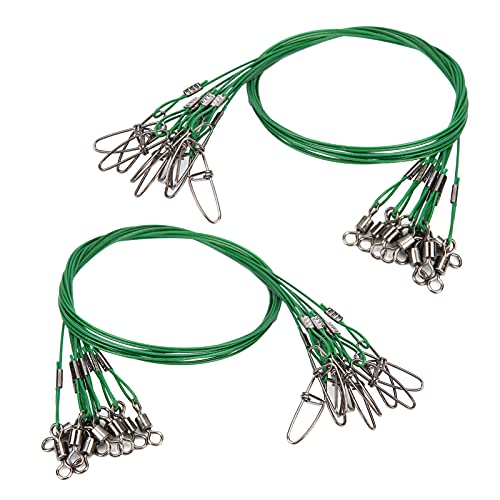 RiToEasysports Fishing Wire Line Leash, Anti Bite Steel Fishing Leader with Rolling, for Sea Boat Deep Sea - color: Green